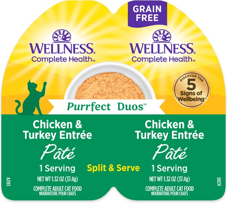 Wellness® Purrfect Duos Adult Cat Wet Food
Chicken & Turkey Pâté