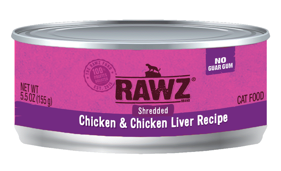 Rawz 5.5 oz chicken & liver shredded cat