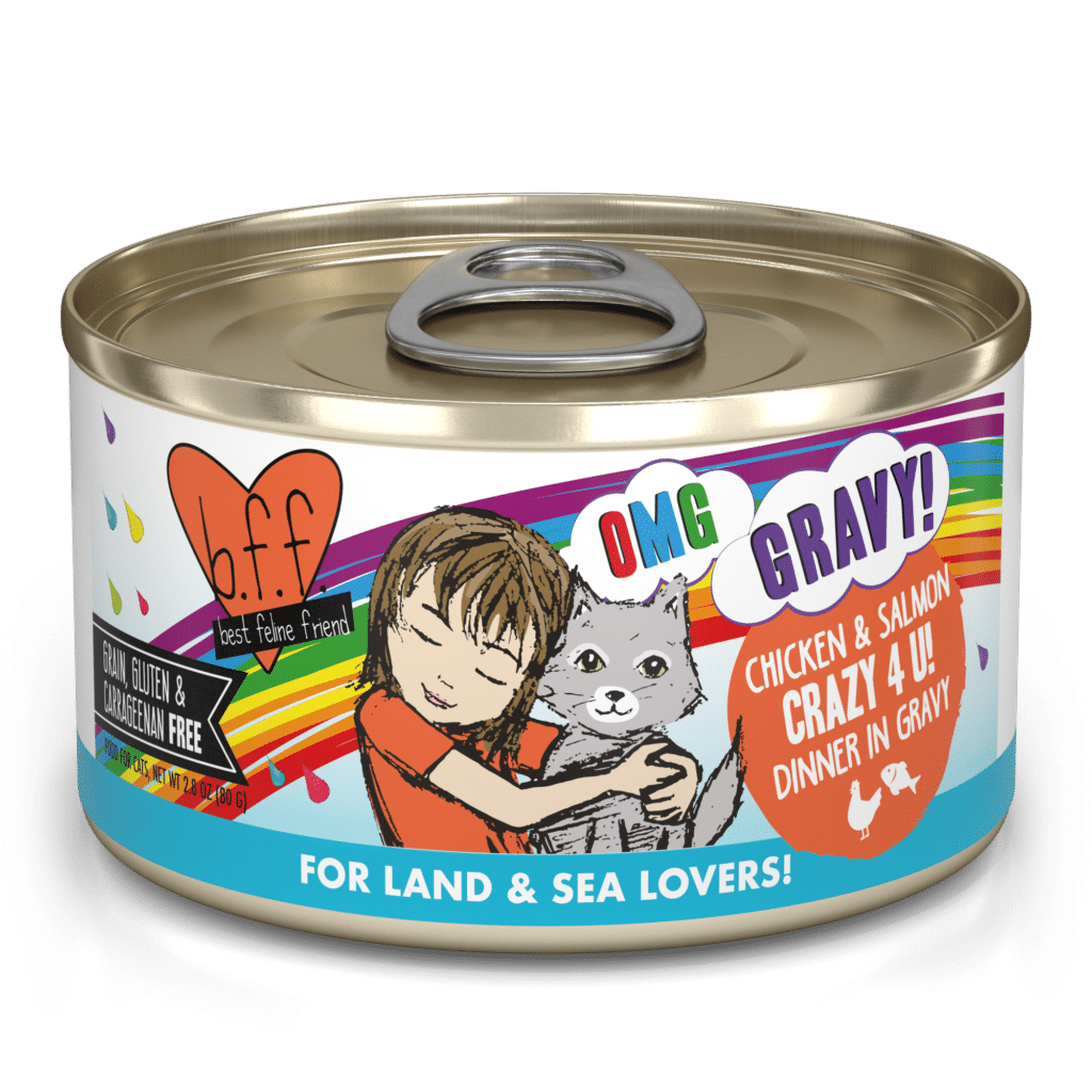 bff cat 5.5oz crazy 4 u! chicken & salmon minced gravy