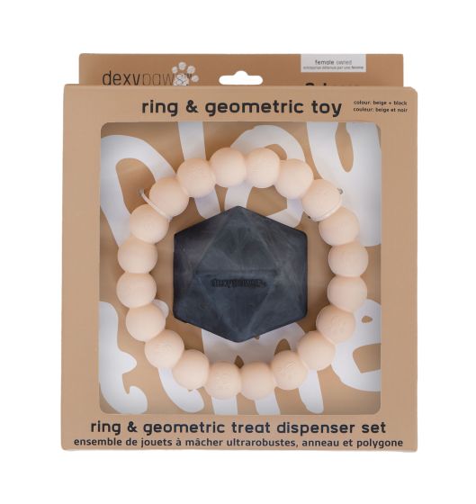 dexypaws 2pc teething & treat beige & black.