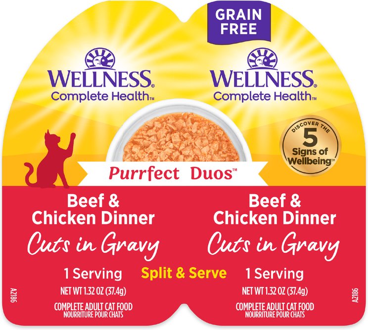 Wellness® Purrfect Duos Adult Cat Wet Food Beef & Chicken Cuts In Gravy