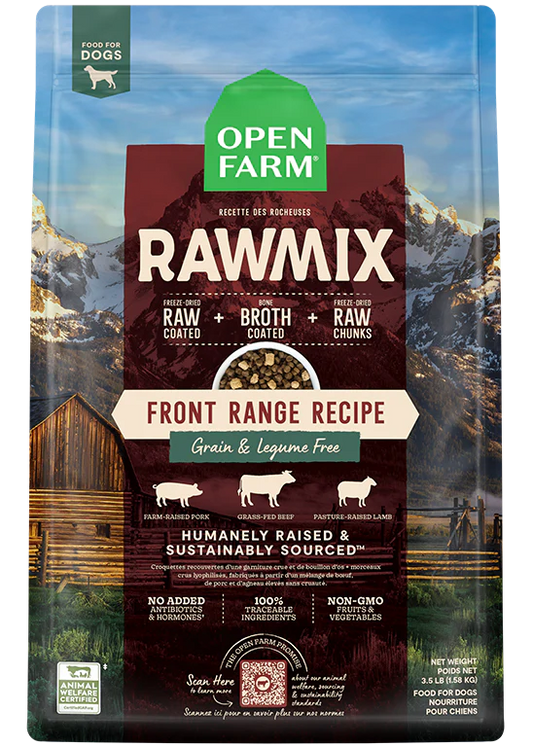 open farm 20lbs RawMix Front Frtont Range Grain Free dog