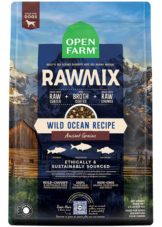 open farm 20lbs RawMix An Oce Wild Ocean Ancient Grains Dog