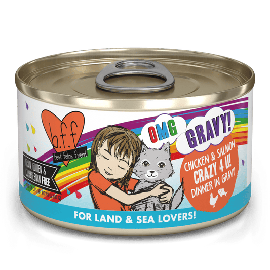bff cat 5.5oz crazy 4 u! chicken & salmon minced gravy