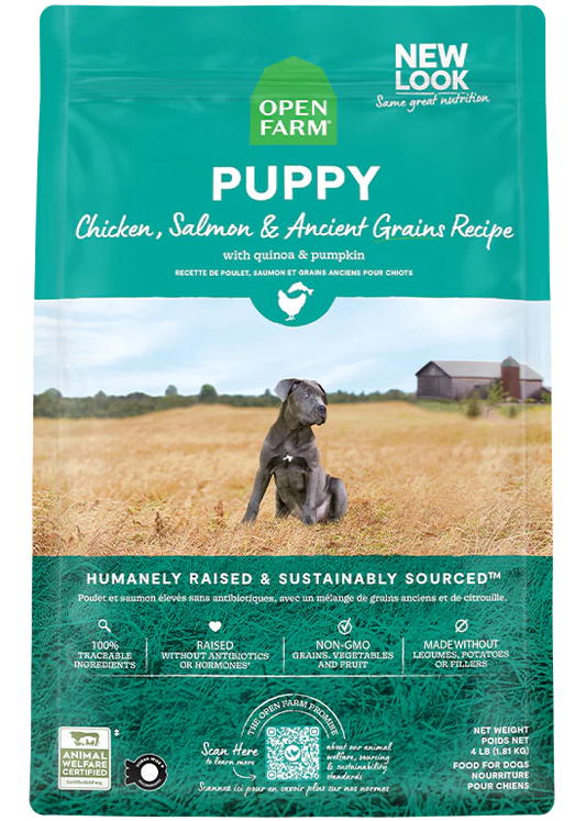 open farm 22lbs grains puppy