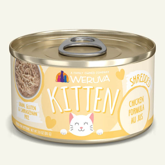 weruva cat 3oz kitten sherdded chicken