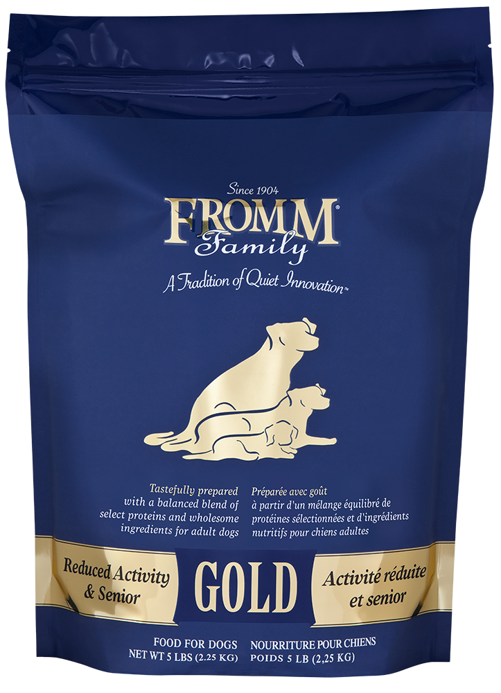 fromm dog 5lb gold senior DARK BLUE BAG
