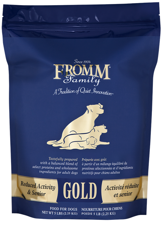 fromm dog 5lb gold senior DARK BLUE BAG