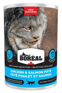 boreal 14oz chicken salmn pate WEST COAST cat ( blue can )